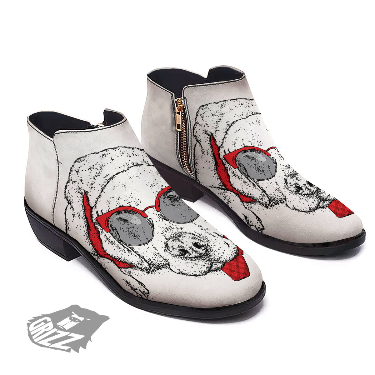 Labrador Retriever Hipster Print Ankle Boots-grizzshop