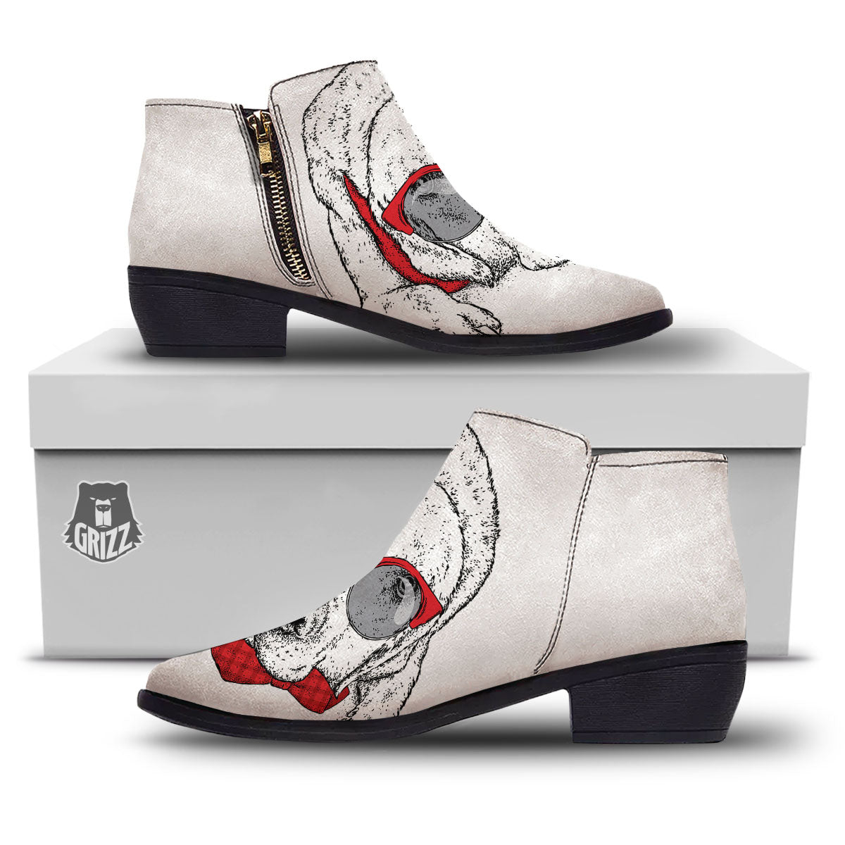 Labrador Retriever Hipster Print Ankle Boots-grizzshop
