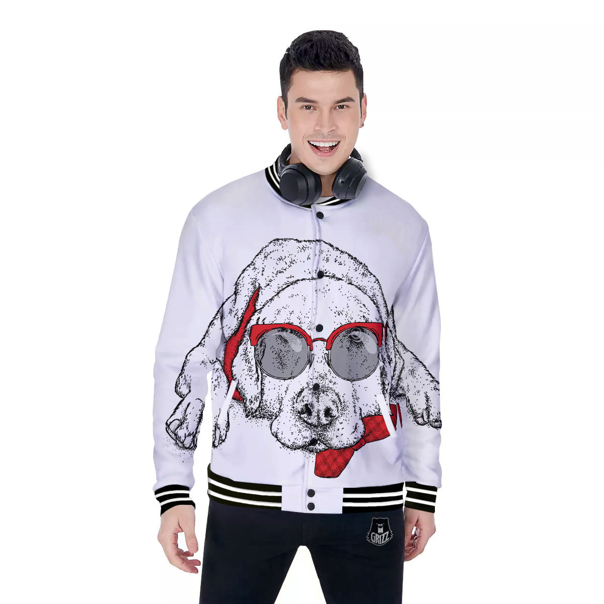 Labrador Retriever Hipster Print Baseball Jacket-grizzshop