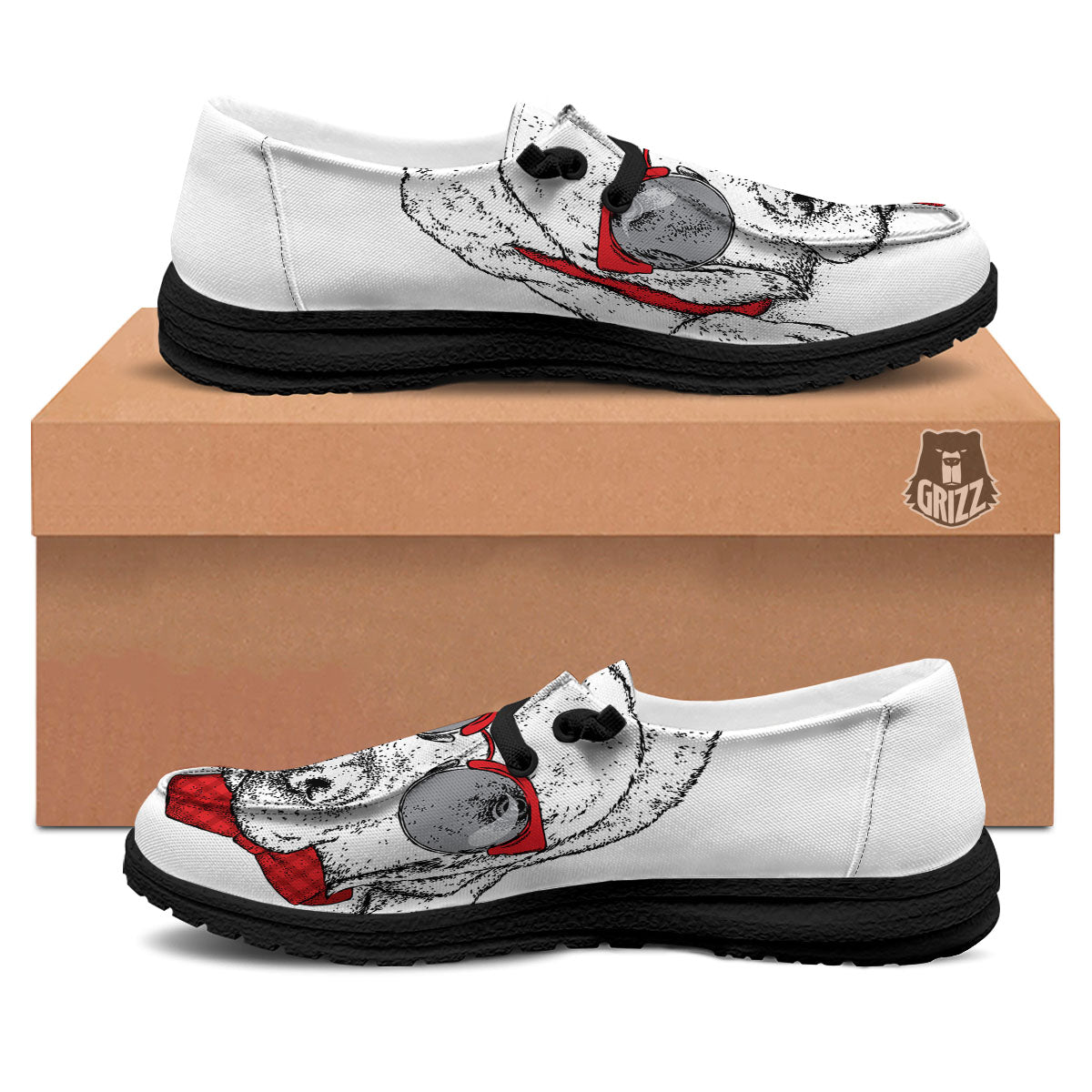 Labrador Retriever Hipster Print Black Loafers-grizzshop