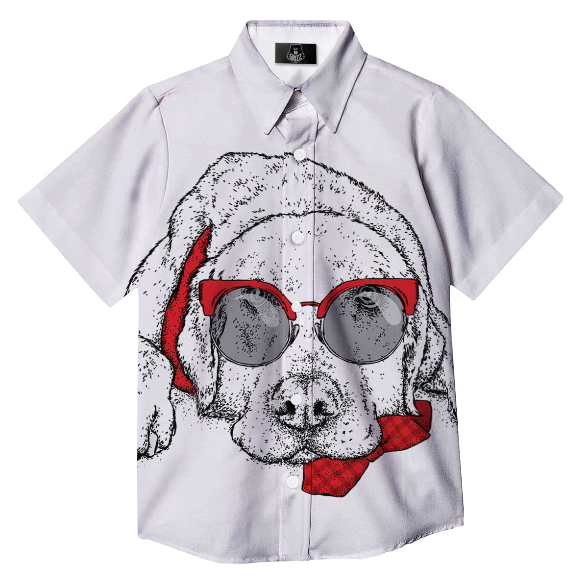 Labrador Retriever Hipster Print Button Up Shirt-grizzshop