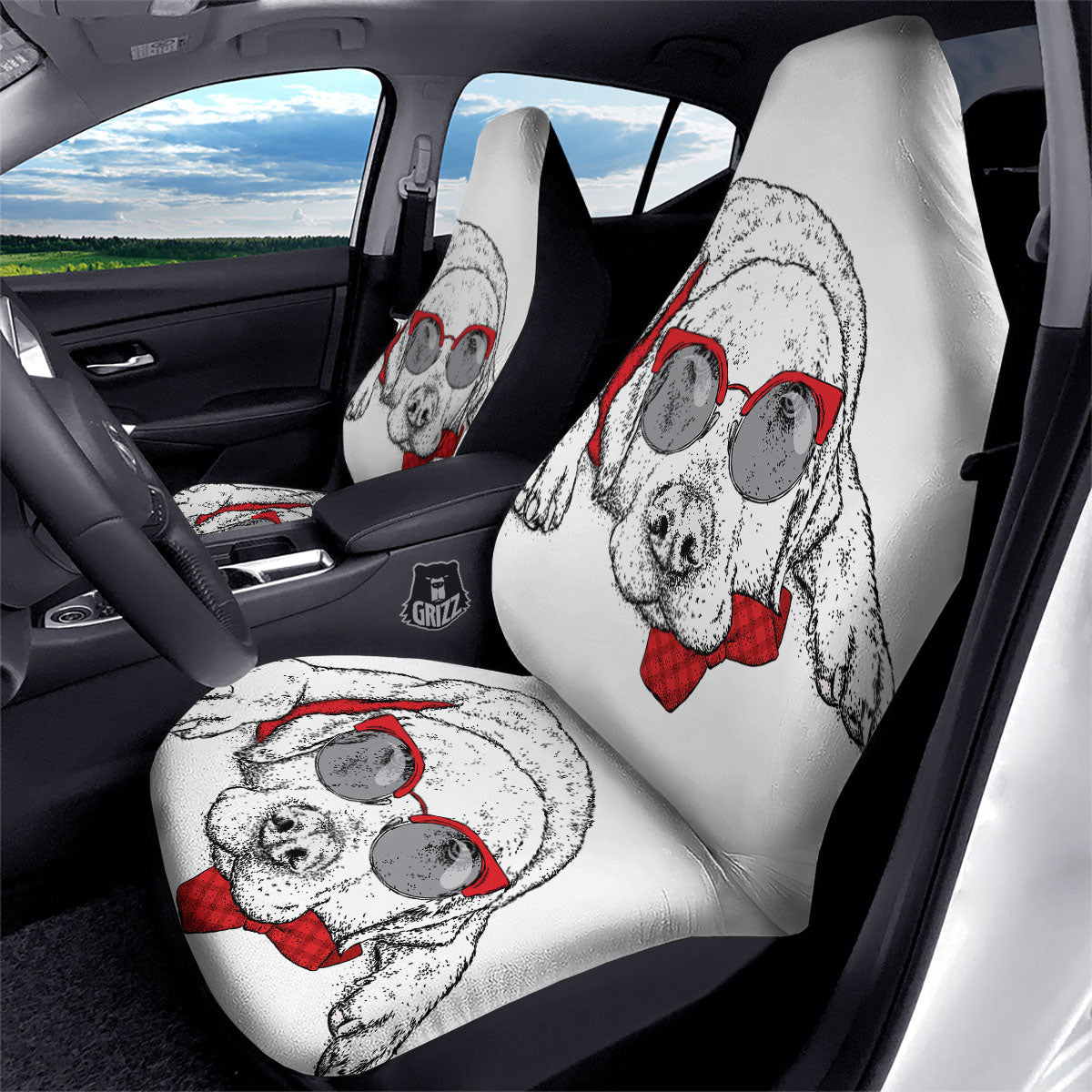 Labrador Retriever Hipster Print Car Seat Covers-grizzshop