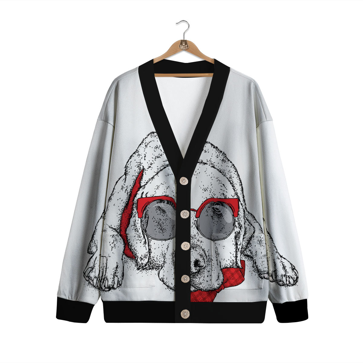 Labrador Retriever Hipster Print Cardigan-grizzshop