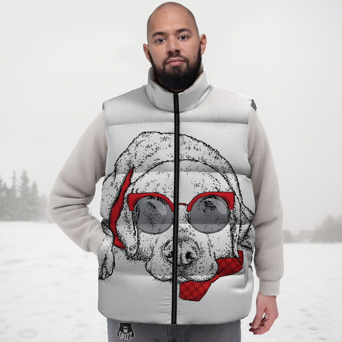 Labrador Retriever Hipster Print Down Vest