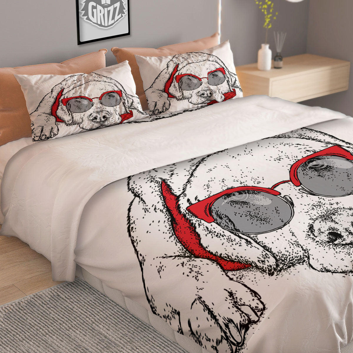 Labrador Retriever Hipster Print Duvet Cover Bedding Set