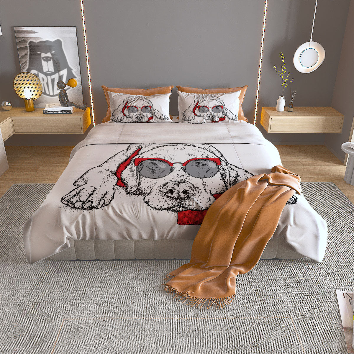 Labrador Retriever Hipster Print Duvet Cover Bedding Set