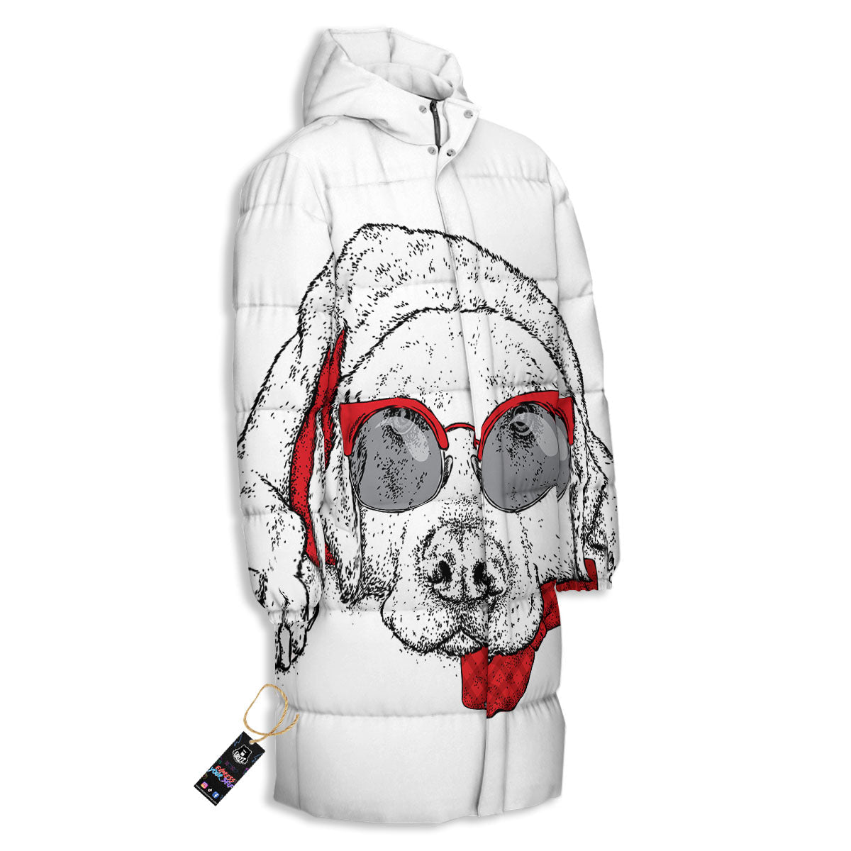 Labrador Retriever Hipster Print Long Down Jacket-grizzshop