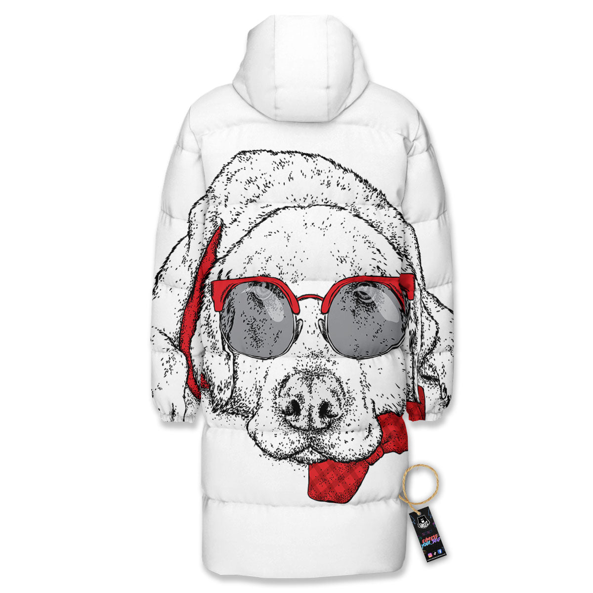 Labrador Retriever Hipster Print Long Down Jacket-grizzshop