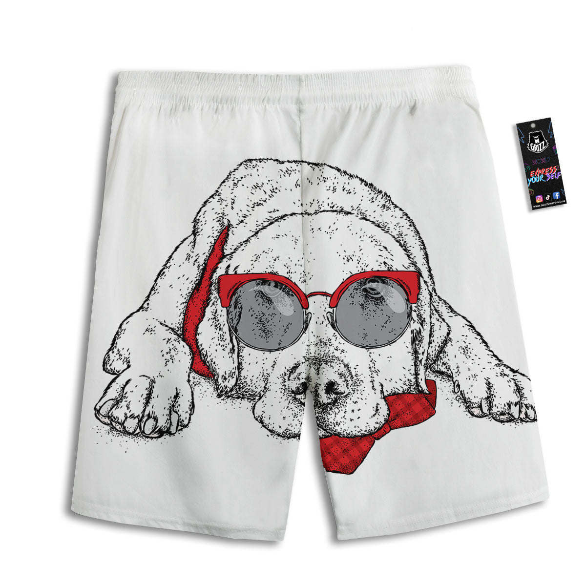 Labrador Retriever Hipster Print Men's Athletic Shorts
