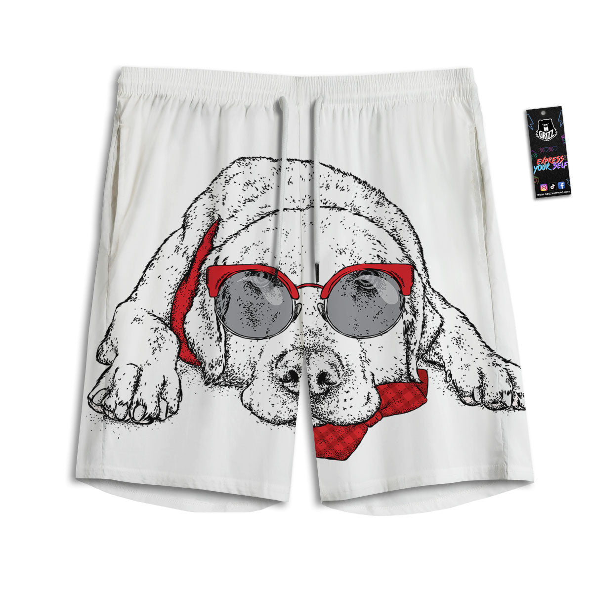 Labrador Retriever Hipster Print Men's Athletic Shorts