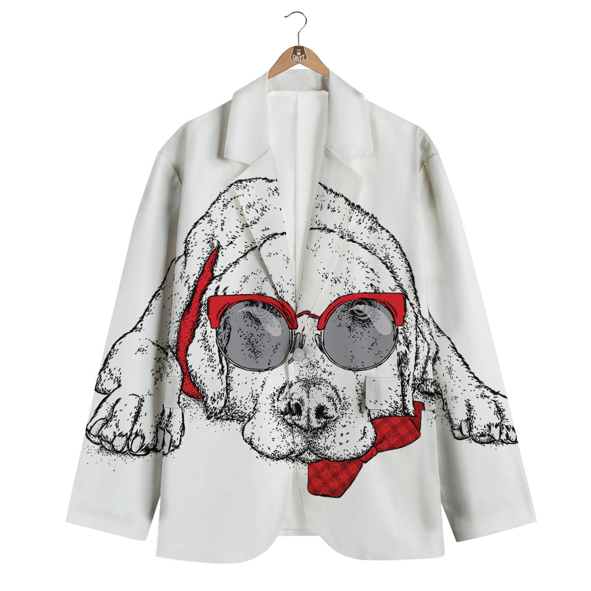 Labrador Retriever Hipster Print Men's Blazer-grizzshop