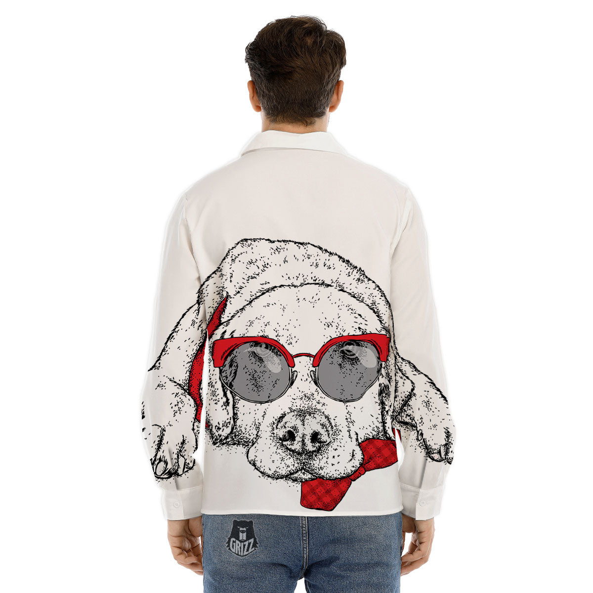 Labrador Retriever Hipster Print Men's Dress Shirts-grizzshop