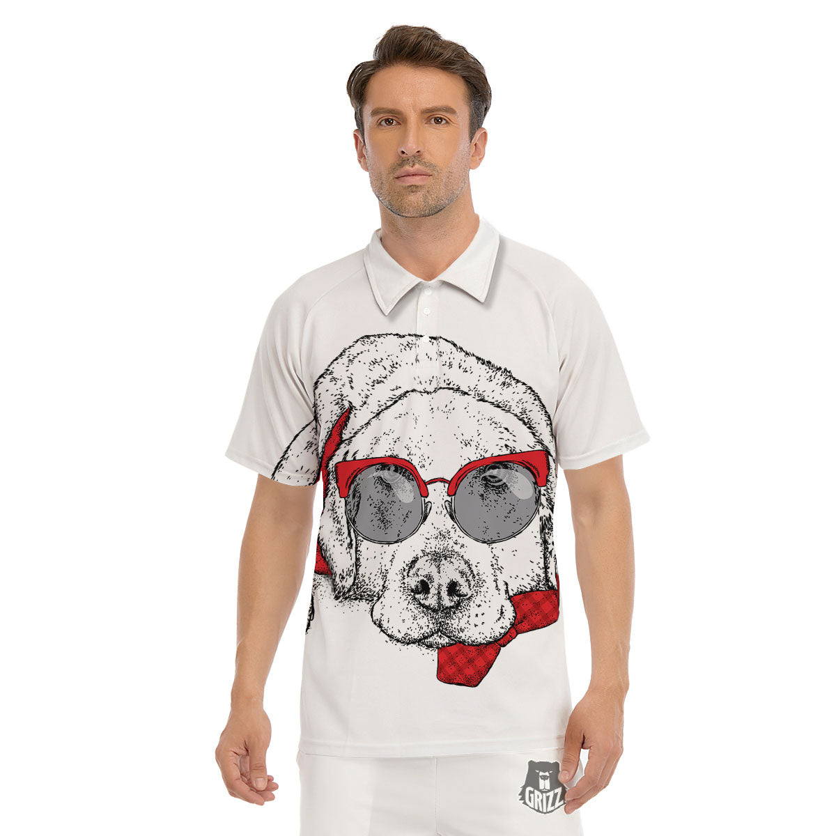 Labrador Retriever Hipster Print Men's Golf Shirts-grizzshop
