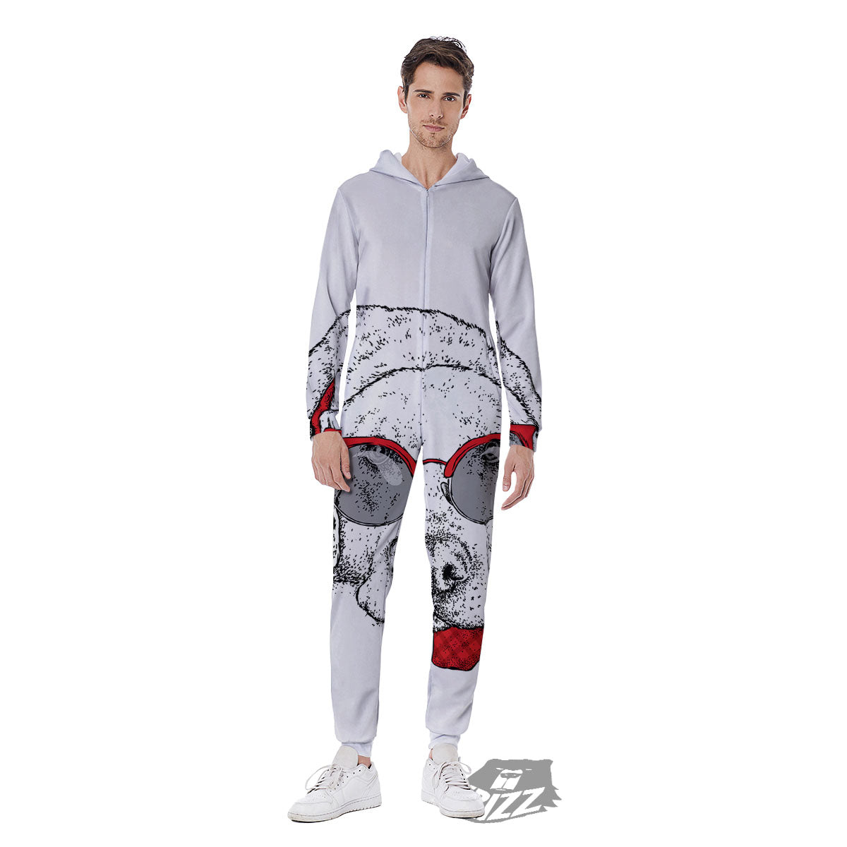 Labrador Retriever Hipster Print Men's Jumpsuit-grizzshop