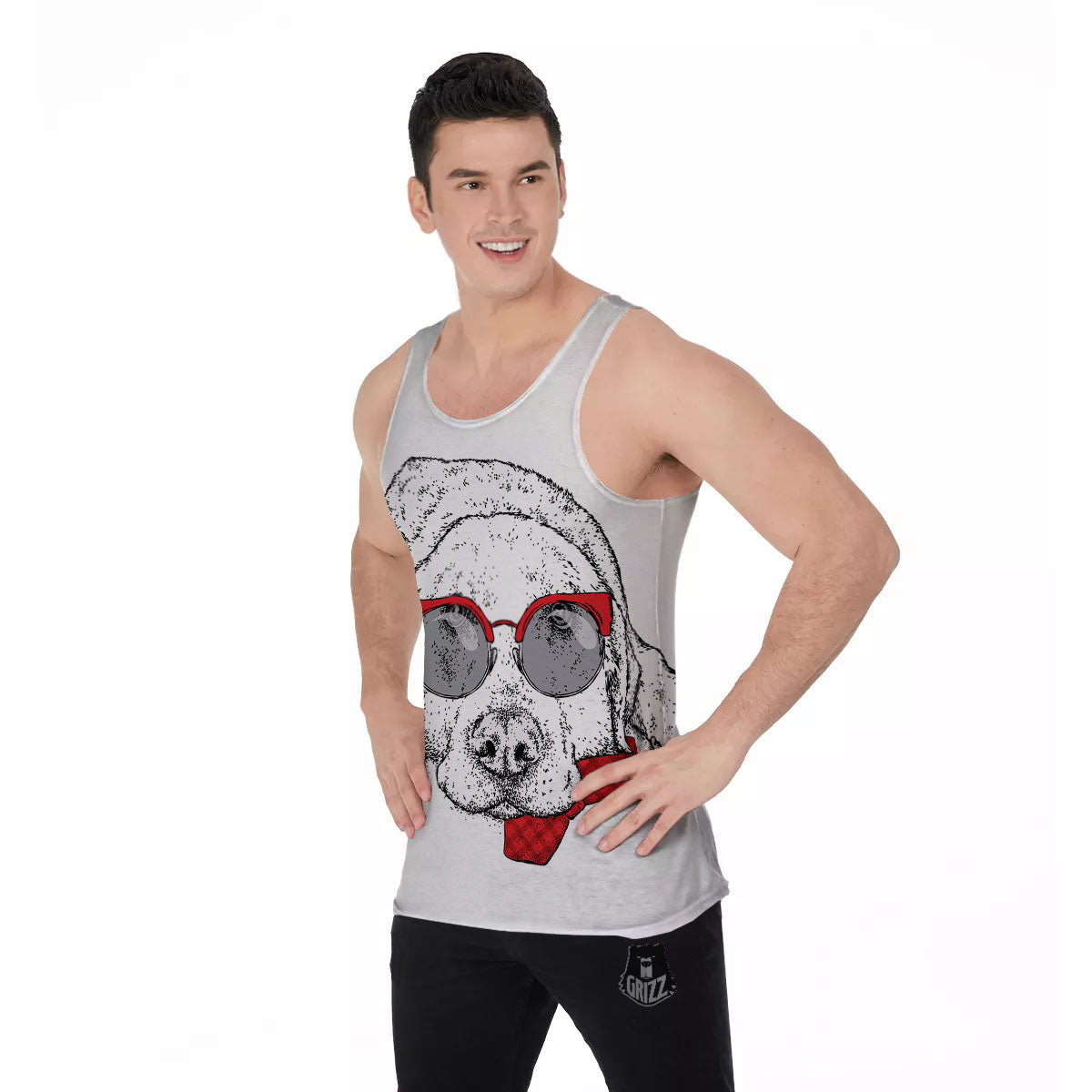 Labrador Retriever Hipster Print Men's Tank Top-grizzshop