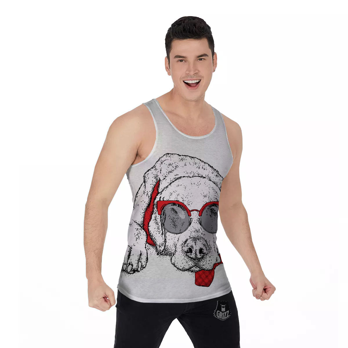 Labrador Retriever Hipster Print Men's Tank Top-grizzshop