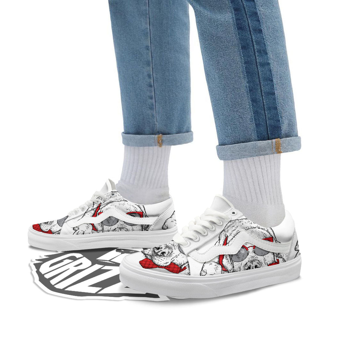 Labrador Retriever Hipster Print Skate Shoes-grizzshop