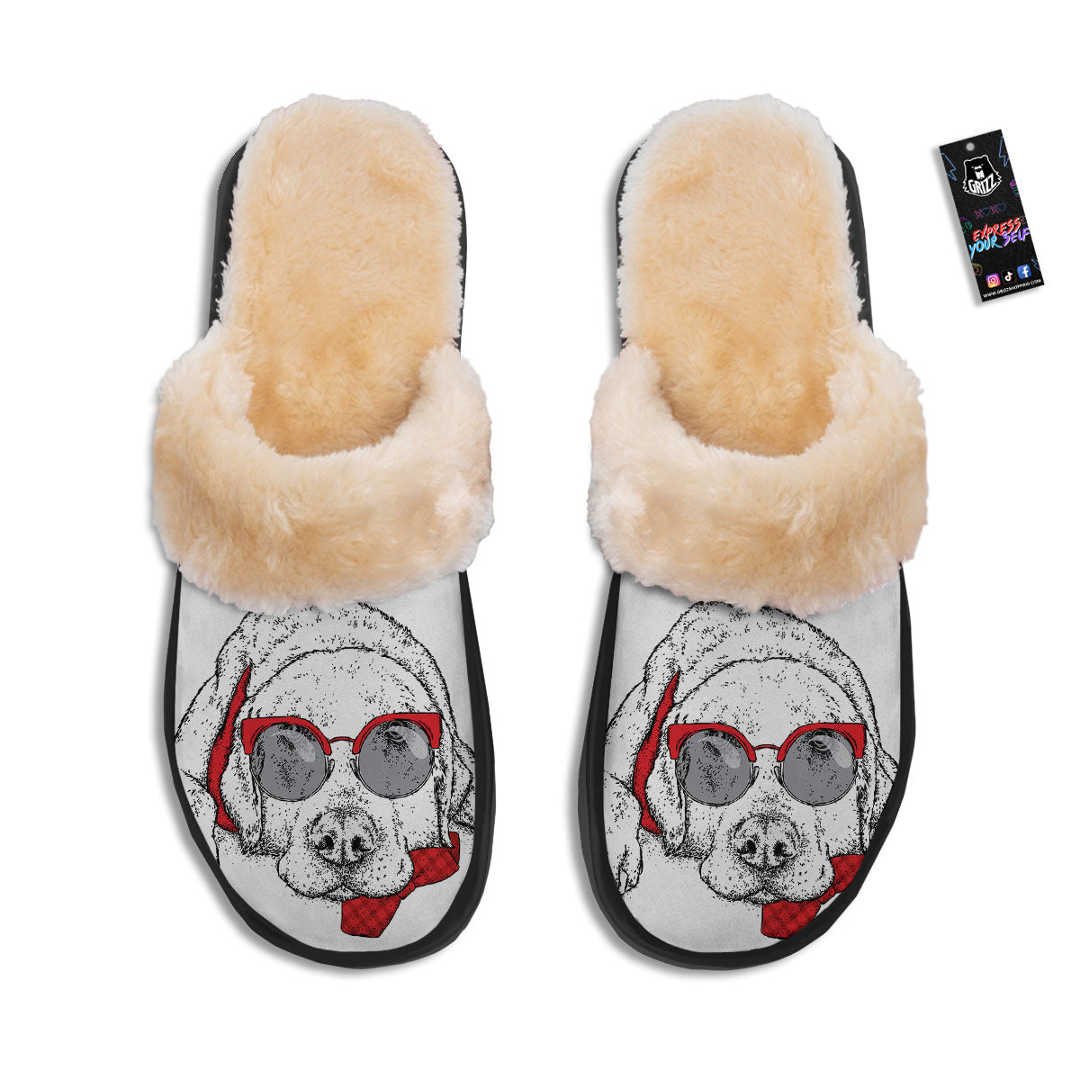 Labrador Retriever Hipster Print Slippers-grizzshop