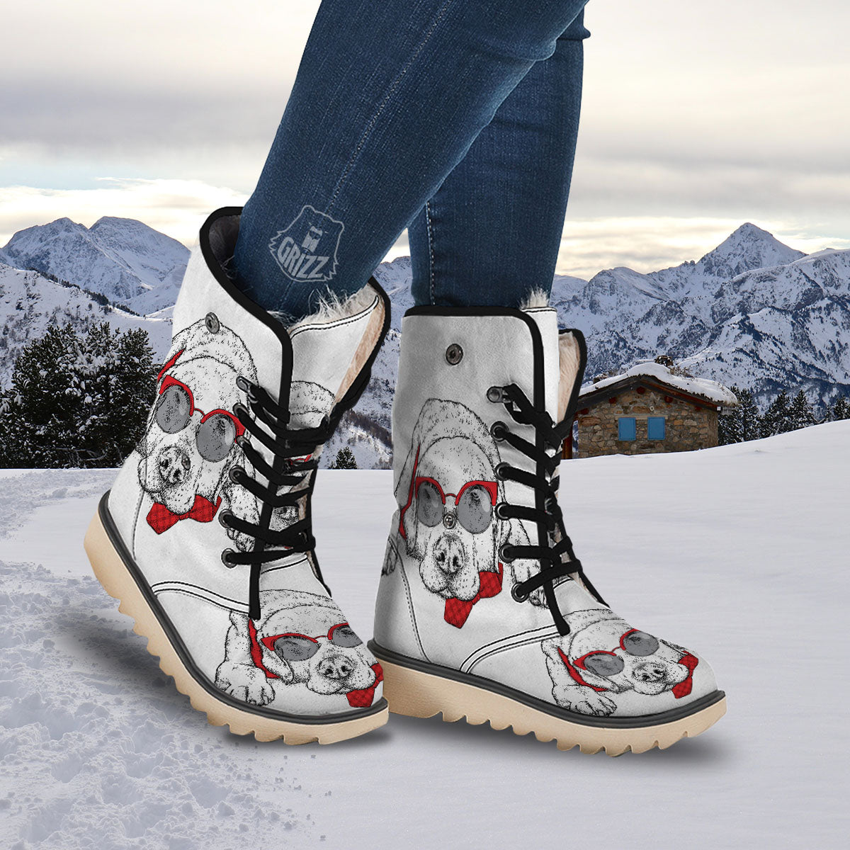 Labrador Retriever Hipster Print Snow Boots-grizzshop