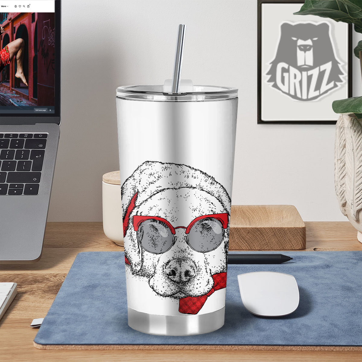 Labrador Retriever Hipster Print Tumbler-grizzshop