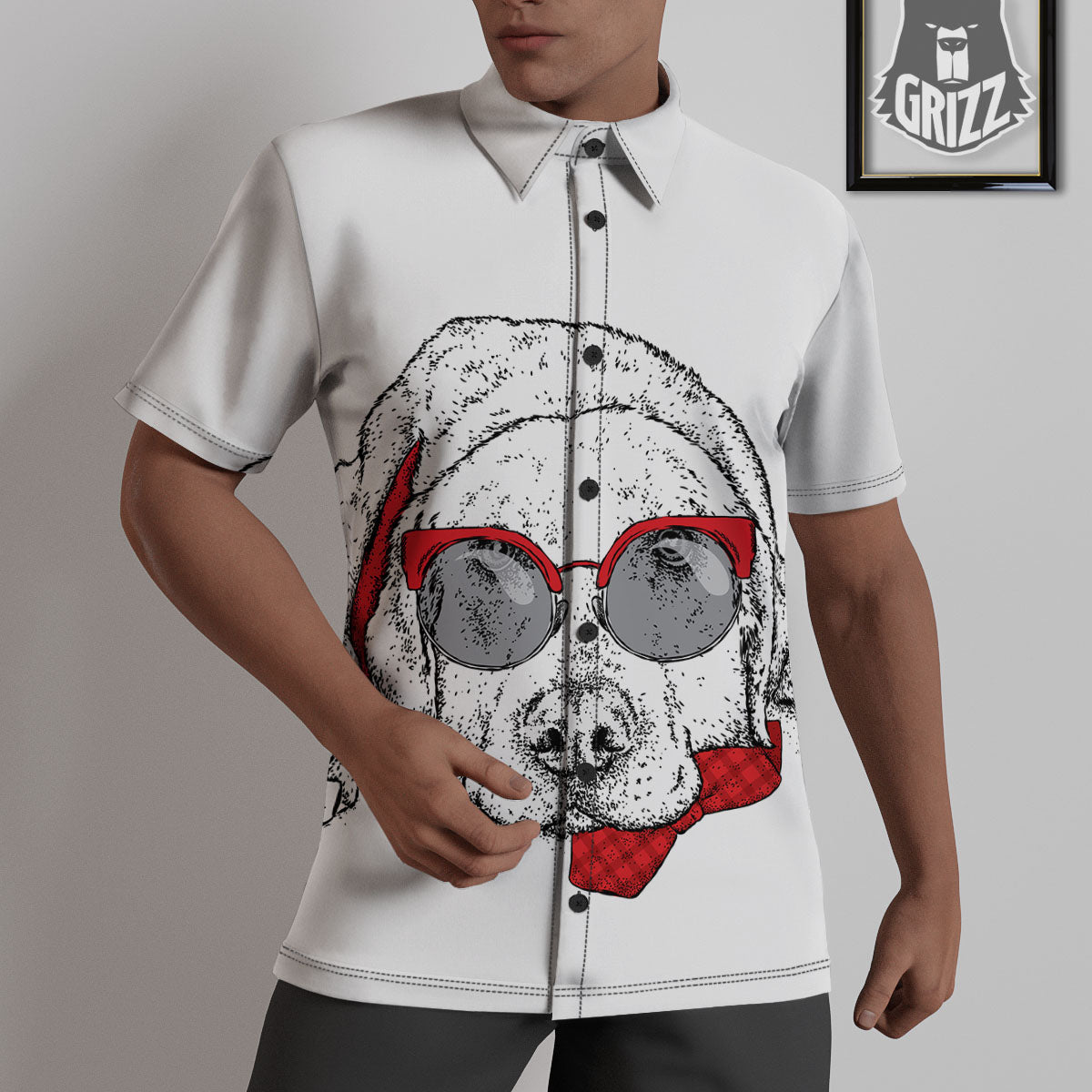 Labrador Retriever Hipster Print Untucked Shirts-grizzshop