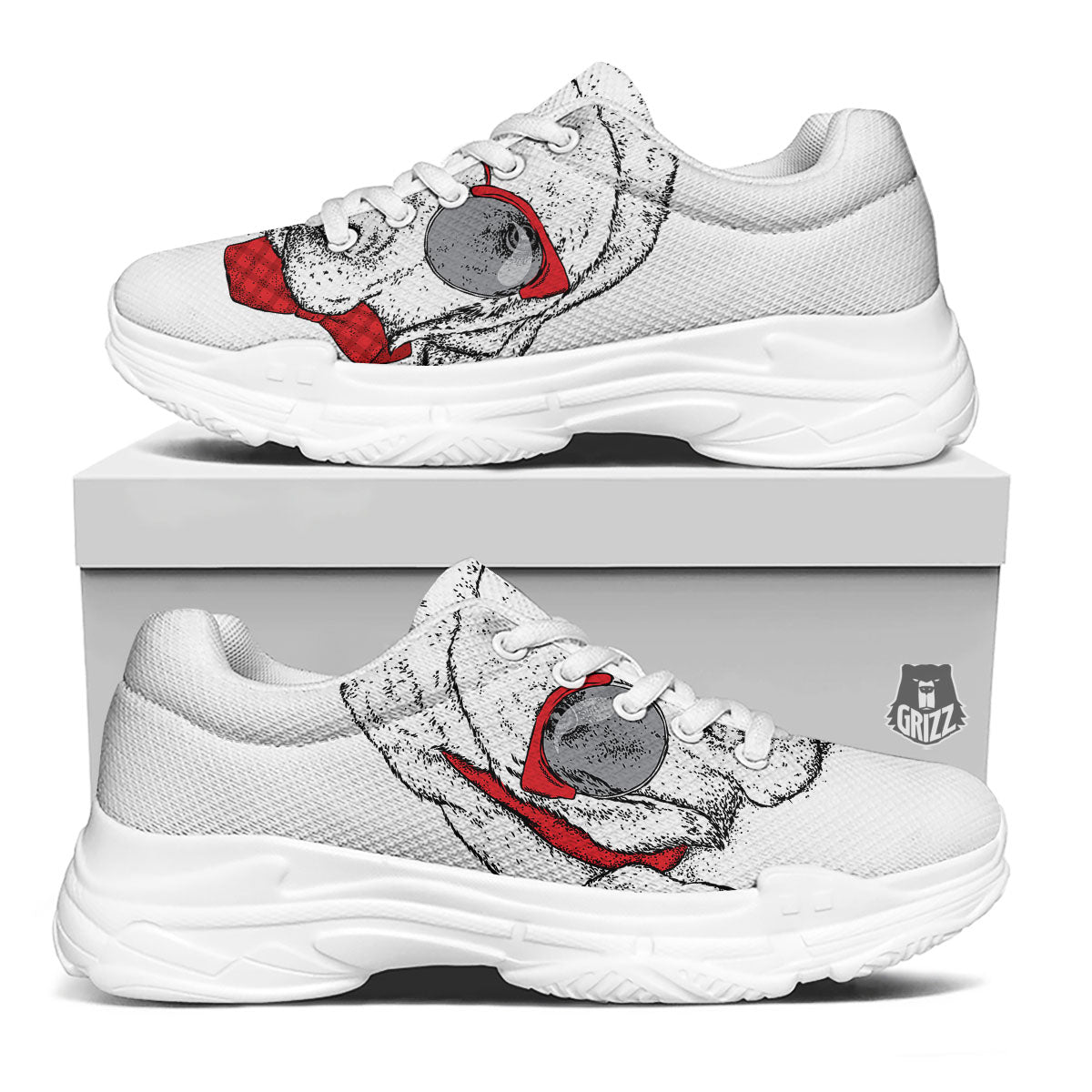 Labrador Retriever Hipster Print White Chunky Shoes-grizzshop