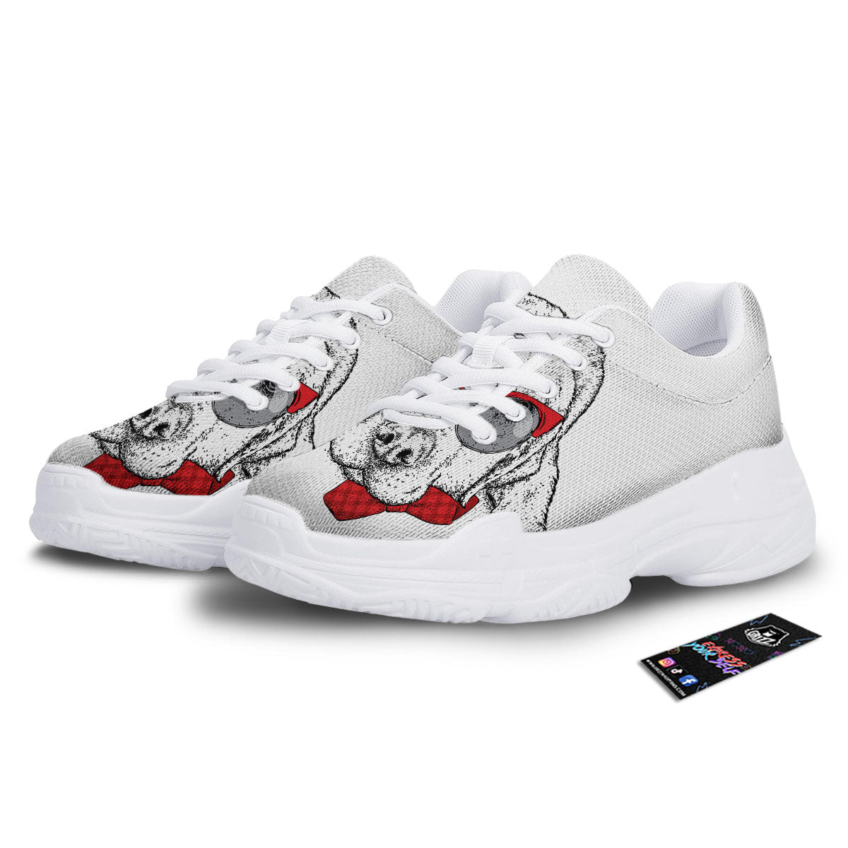 Labrador Retriever Hipster Print White Chunky Shoes-grizzshop