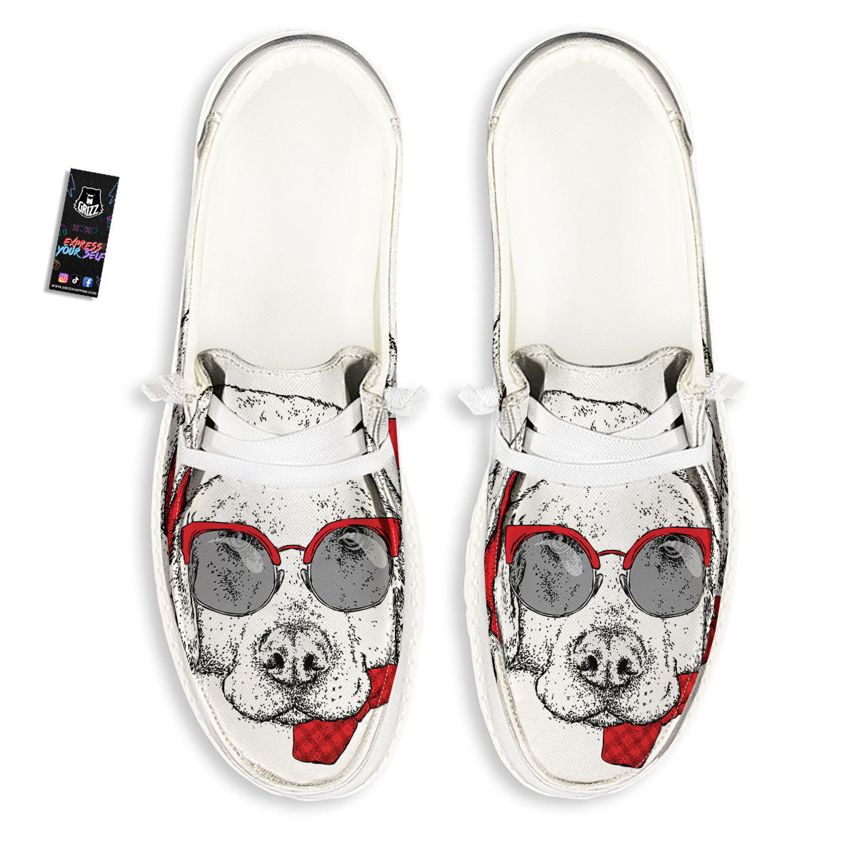 Labrador Retriever Hipster Print White Loafers-grizzshop