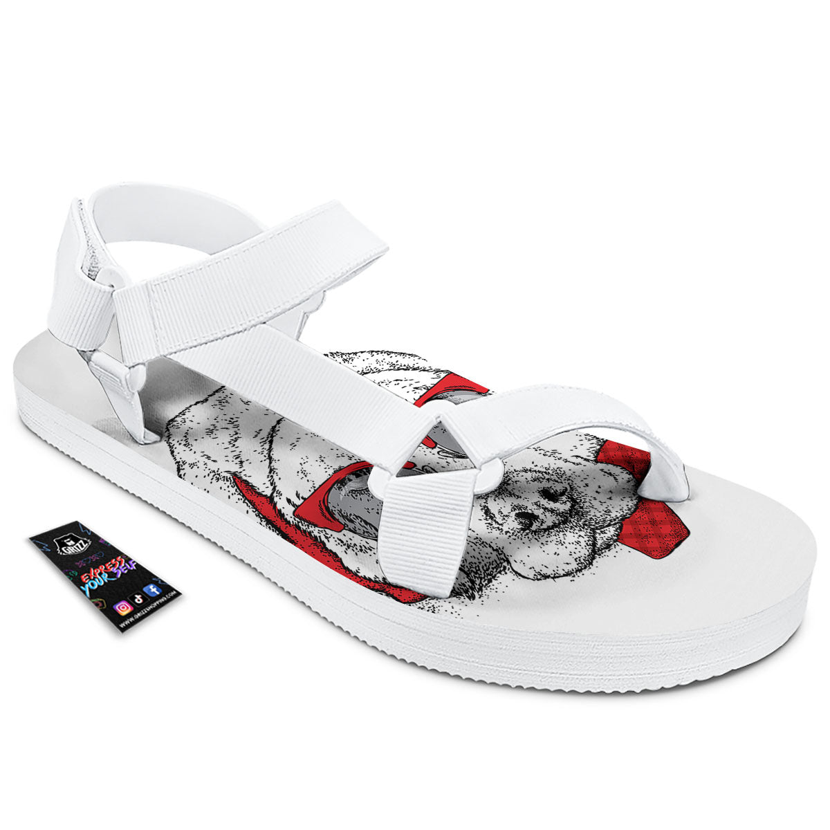 Labrador Retriever Hipster Print White Open Toe Sandals-grizzshop
