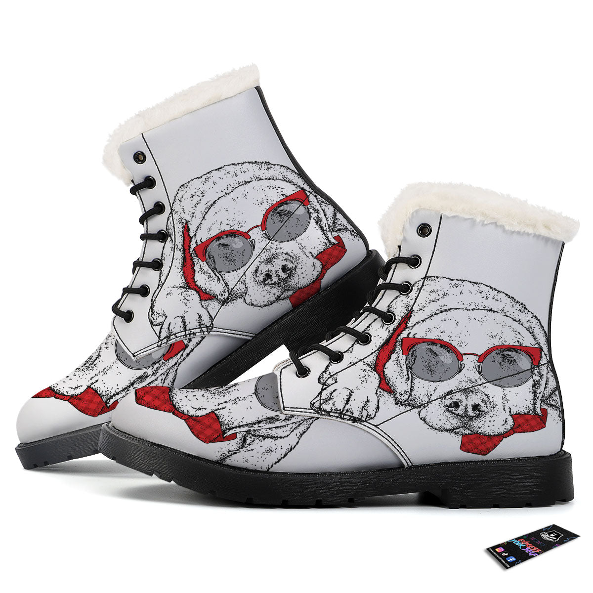 Labrador Retriever Hipster Print Winter Boots-grizzshop