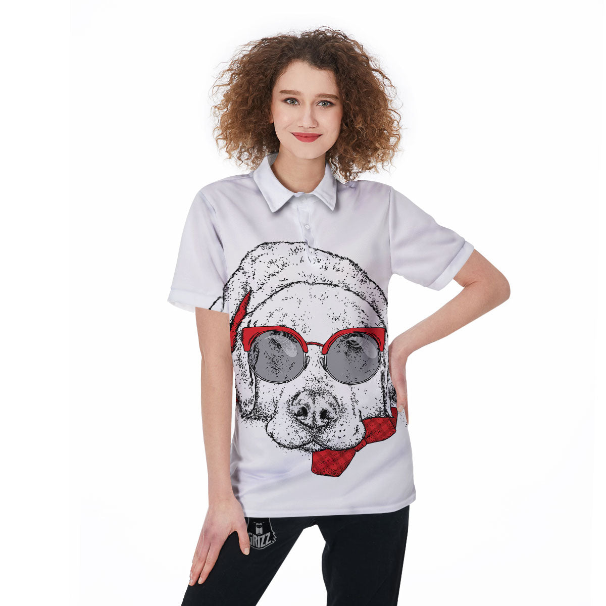 Labrador Retriever Hipster Print Women's Golf Shirts-grizzshop