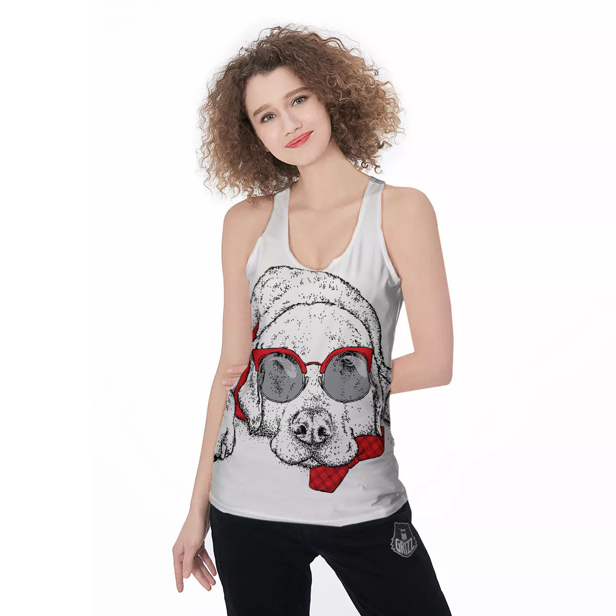 Labrador Retriever Hipster Print Women's Racerback Tank Top-grizzshop