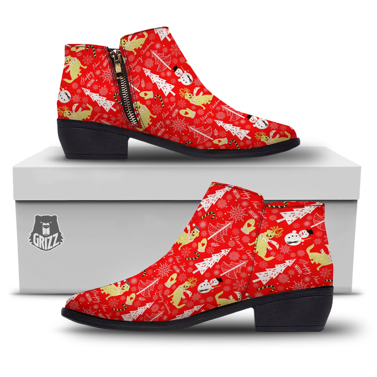Labrador Retriever Snowman Print Pattern Ankle Boots-grizzshop