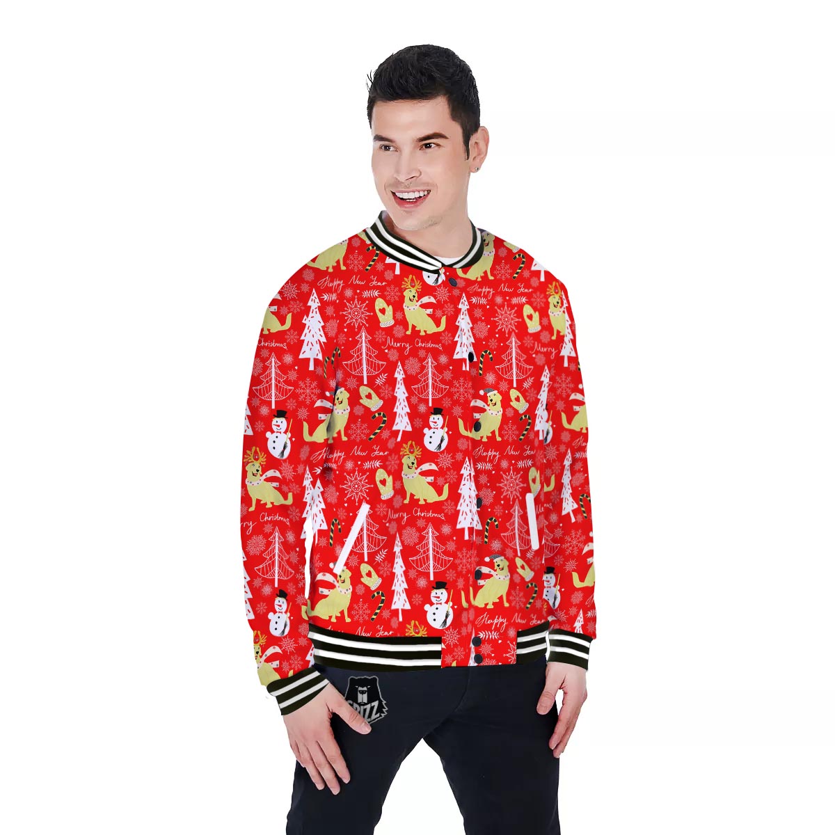 Labrador Retriever Snowman Print Pattern Baseball Jacket-grizzshop