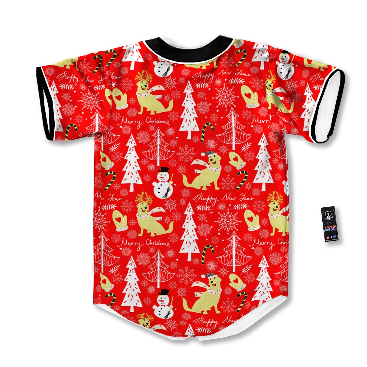 Labrador Retriever Snowman Print Pattern Baseball Jersey-grizzshop
