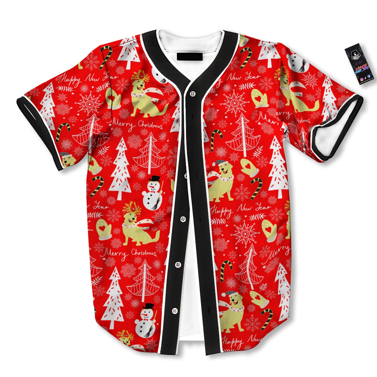Labrador Retriever Snowman Print Pattern Baseball Jersey-grizzshop
