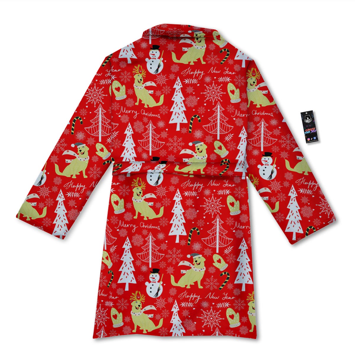 Labrador Retriever Snowman Print Pattern Bathrobe-grizzshop