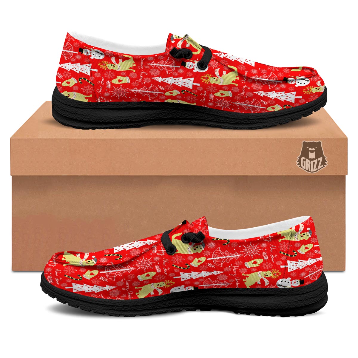 Labrador Retriever Snowman Print Pattern Black Loafers-grizzshop