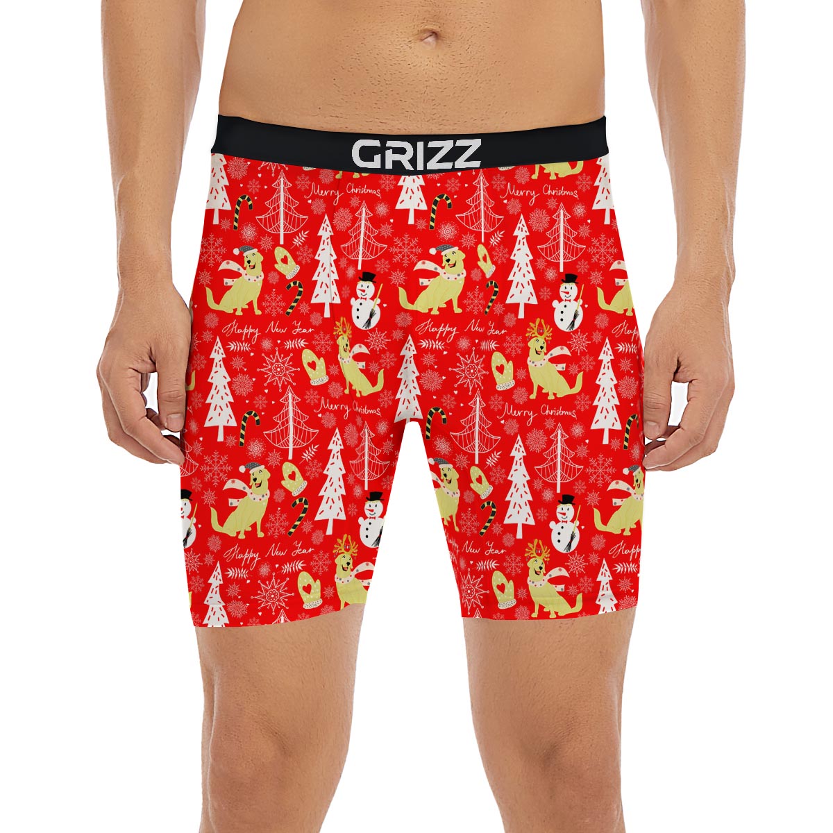 Labrador Retriever Snowman Print Pattern Boxer Briefs-grizzshop
