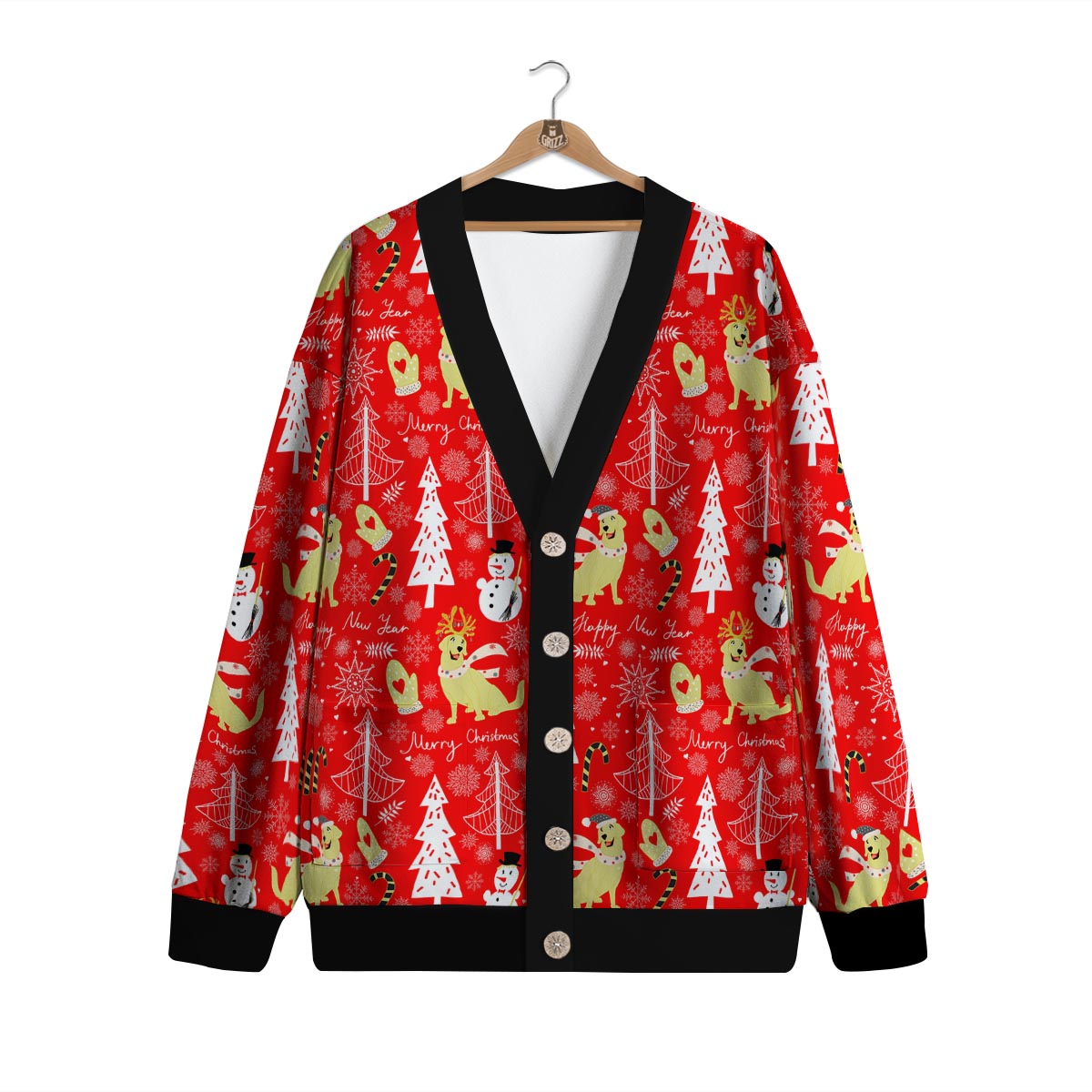 Labrador Retriever Snowman Print Pattern Cardigan-grizzshop