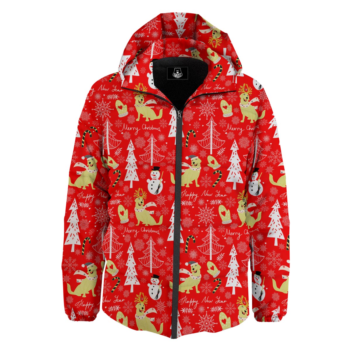 Labrador Retriever Snowman Print Pattern Down Jacket-grizzshop