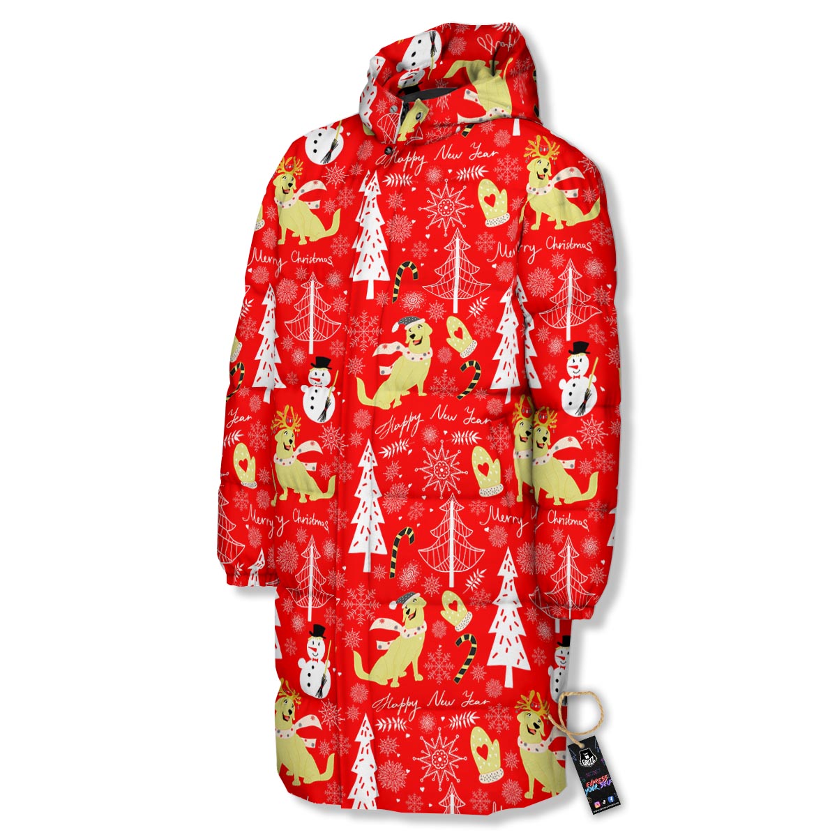 Labrador Retriever Snowman Print Pattern Long Down Jacket-grizzshop