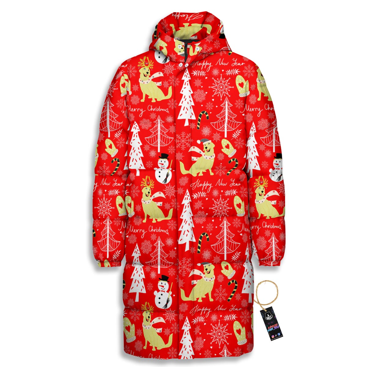 Labrador Retriever Snowman Print Pattern Long Down Jacket-grizzshop