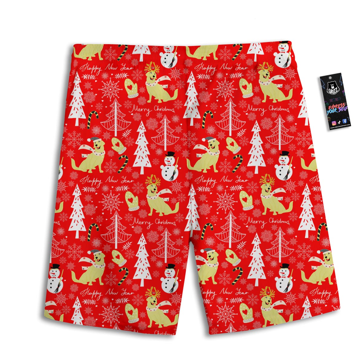Labrador Retriever Snowman Print Pattern Men's Athletic Shorts