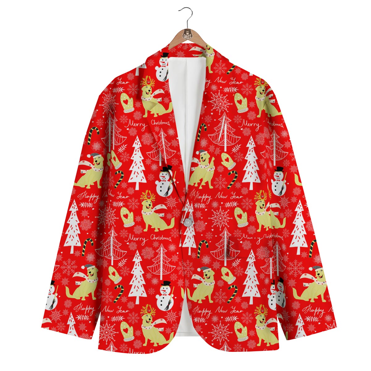 Labrador Retriever Snowman Print Pattern Men's Blazer-grizzshop