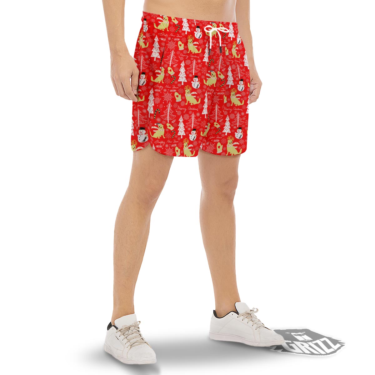 Labrador Retriever Snowman Print Pattern Men's Gym Shorts-grizzshop