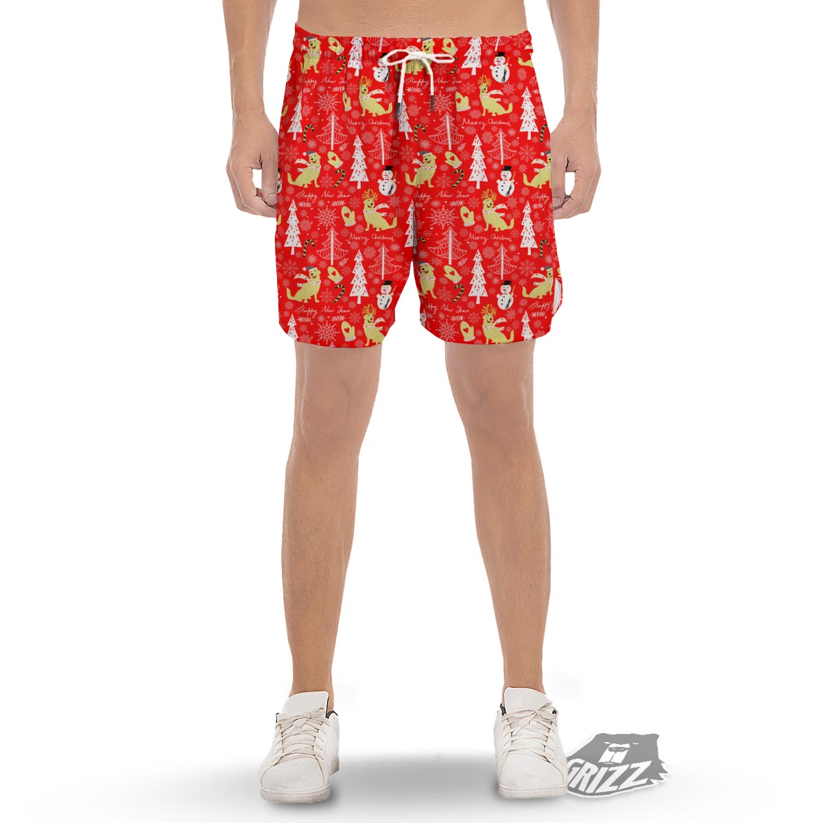 Labrador Retriever Snowman Print Pattern Men's Gym Shorts-grizzshop