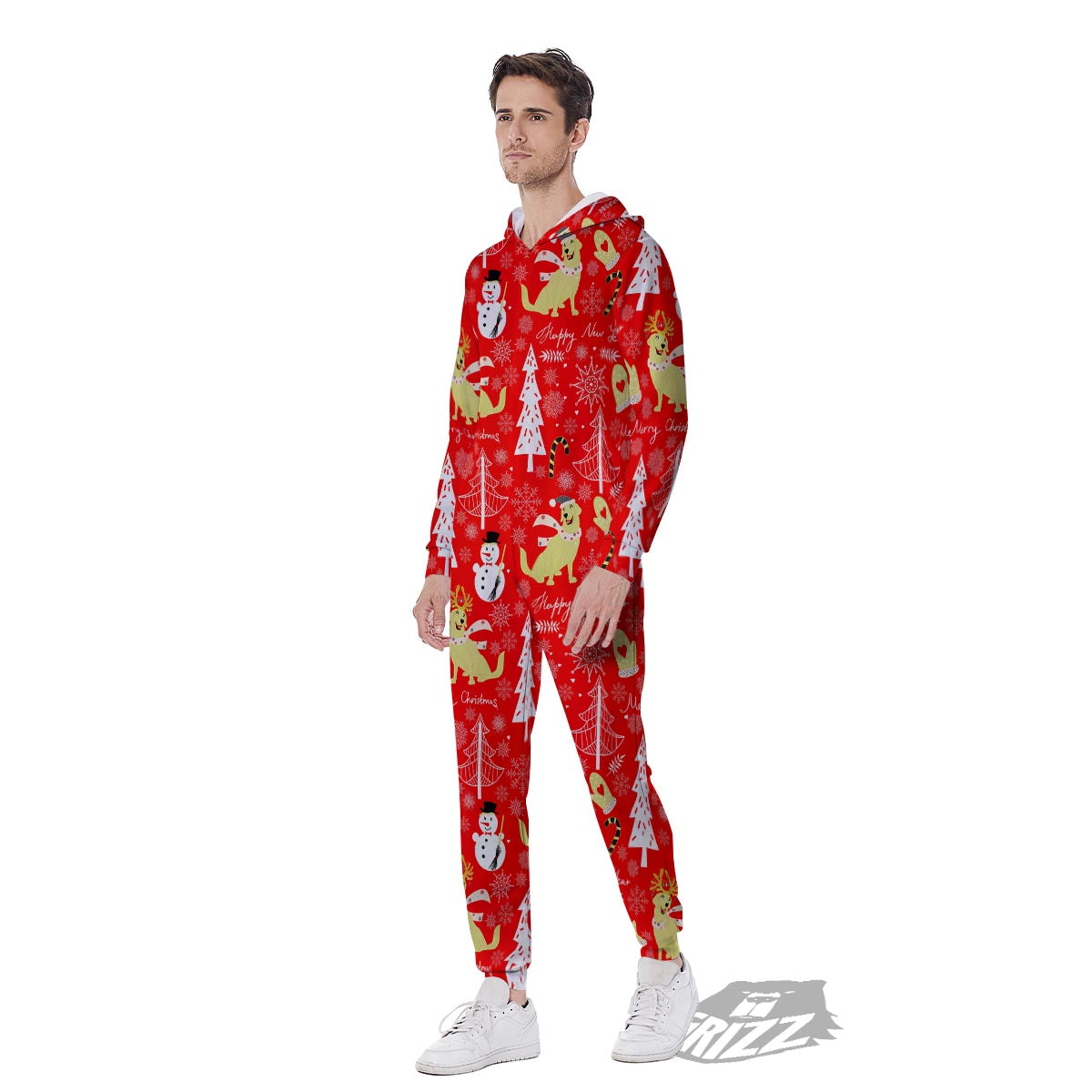Labrador Retriever Snowman Print Pattern Men's Jumpsuit-grizzshop
