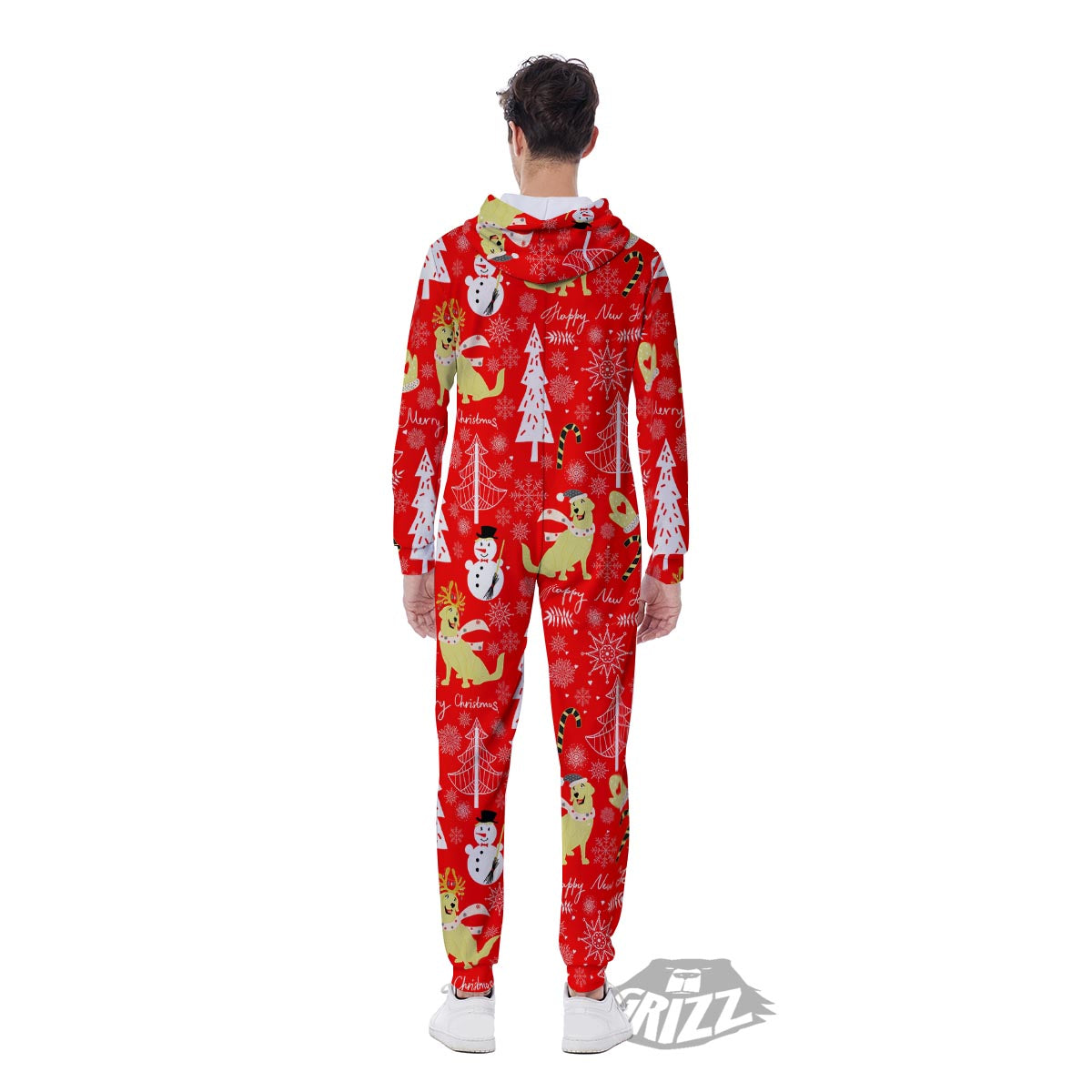Labrador Retriever Snowman Print Pattern Men's Jumpsuit-grizzshop