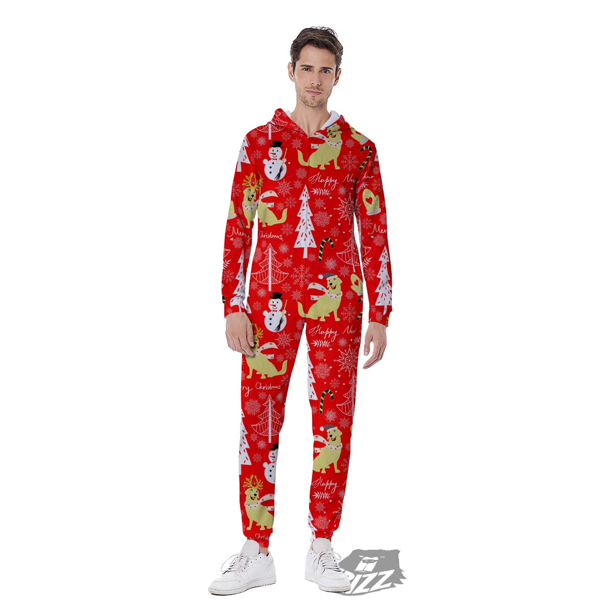 Labrador Retriever Snowman Print Pattern Men's Jumpsuit-grizzshop